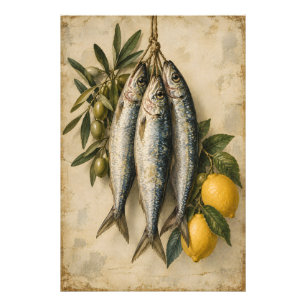 Vintage Sardines with Lemons & Olives Mediterranea Photo Print