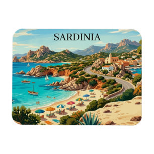 Vintage Sardinia Italy Travel Illustration Magnet