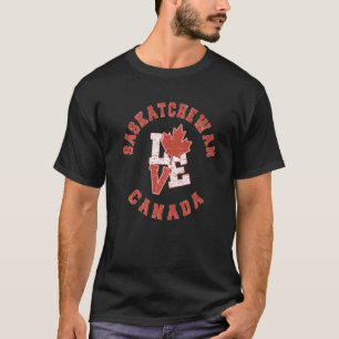 Vintage Saskatchewan Canada Love Canadian Flag T-Shirt