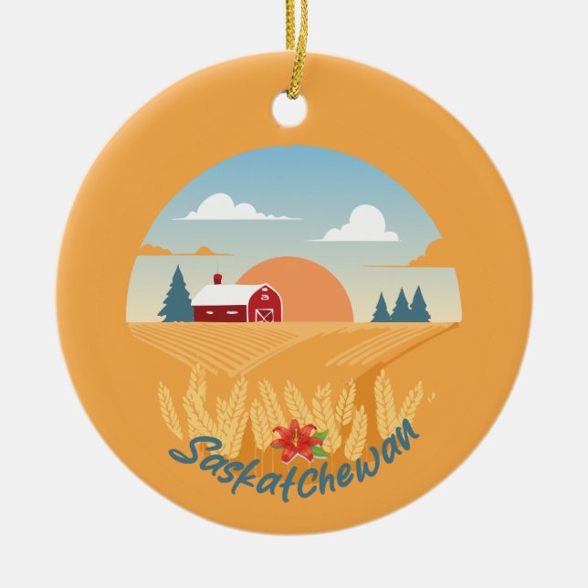 Vintage Saskatchewan Ceramic Ornament (Front)