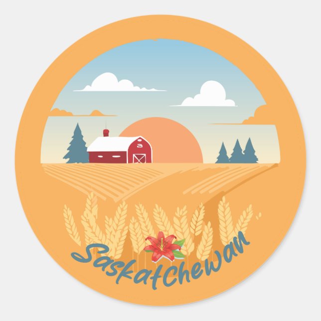 Vintage Saskatchewan Classic Round Sticker (Front)