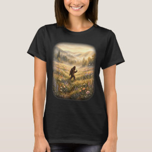 Vintage sasquatch floral bigfoot walks in a field T-Shirt