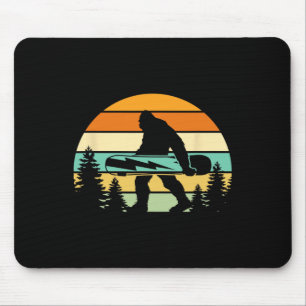 Vintage Sasquatch Snowboarding Retro Bigfoot Winte Mouse Pad