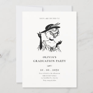 Vintage sassy lady elegant graduation invitation