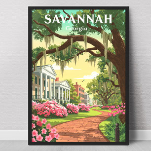 Vintage Savannah Georgia Poster