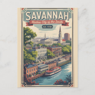 Vintage Savannah Georgia Retro Travel Postcard
