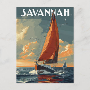 Vintage Savannah Travel Postcard