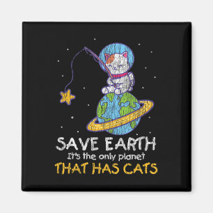 Vintage Save Earth That Has Cat Funny Earth Day Ca Magnet