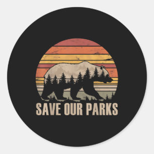 Vintage Save Our National Parks Protect Retro Hiki Classic Round Sticker