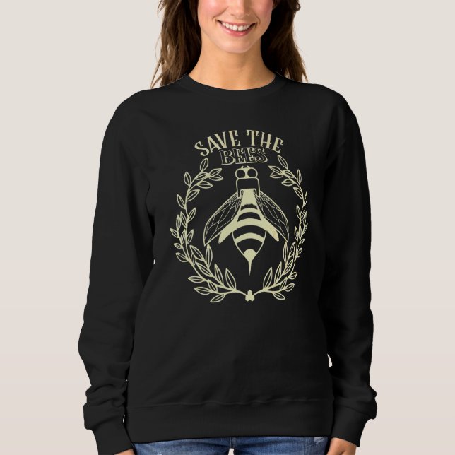 Vintage Save The Bees Honey Beekeeper Environmenta Sweatshirt (Front)