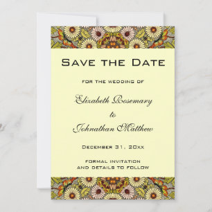 Vintage Save the Date Garden Flowers Butterflies