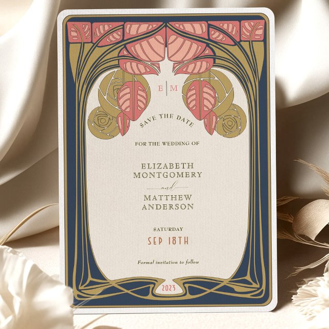 Vintage Save the Date Mackintosh Inspired Trees Invitation (Creator Uploaded)