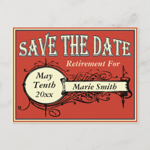 Vintage Save The Date Retirement Announcement Postcard