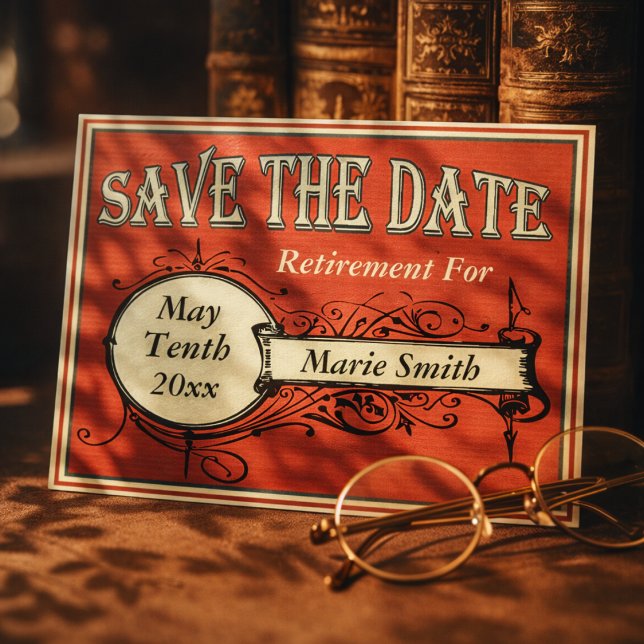 Vintage Save The Date Retirement Announcement Postcard (Vintage Save The Date For A Retirement Event / Party / Celebration.)