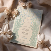 Vintage Save the Date Teal Blue White Cream