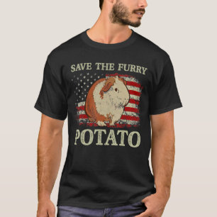 Vintage Save The Furry Potato Funny Guinea Pig Ame T-Shirt