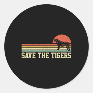 Vintage Save The Tigers T Shirt Gift Tigers Lovers Classic Round Sticker