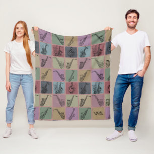 Vintage Saxophone Music Blanket for Cosy Gift