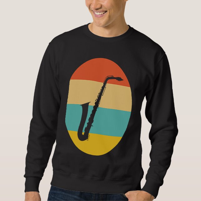 Vintage saxophone music retro instrument sweatshirt (Front)
