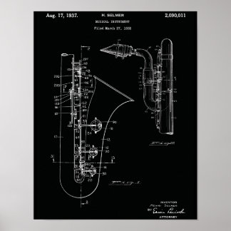 Vintage Saxophone Patent Art Print