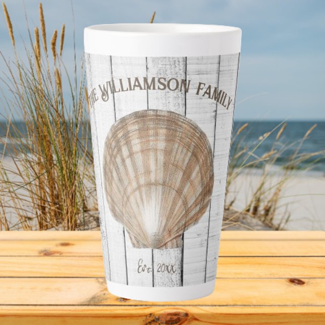 Vintage Scallop Shell Latte Mug (Vintage Scallop Shell Personalized Latte Mug)