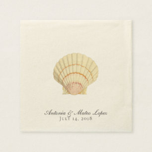 Vintage Scallop Single Seashell Wedding Napkin
