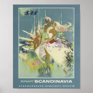 Vintage Scandinavia Travel Advertisement  Poster
