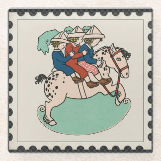 Vintage Scandinavian Children Riding Pony Coaster