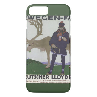 Vintage Scandinavian Travel to Norway Man Reindeer iPhone 8 Plus/7 Plus Case