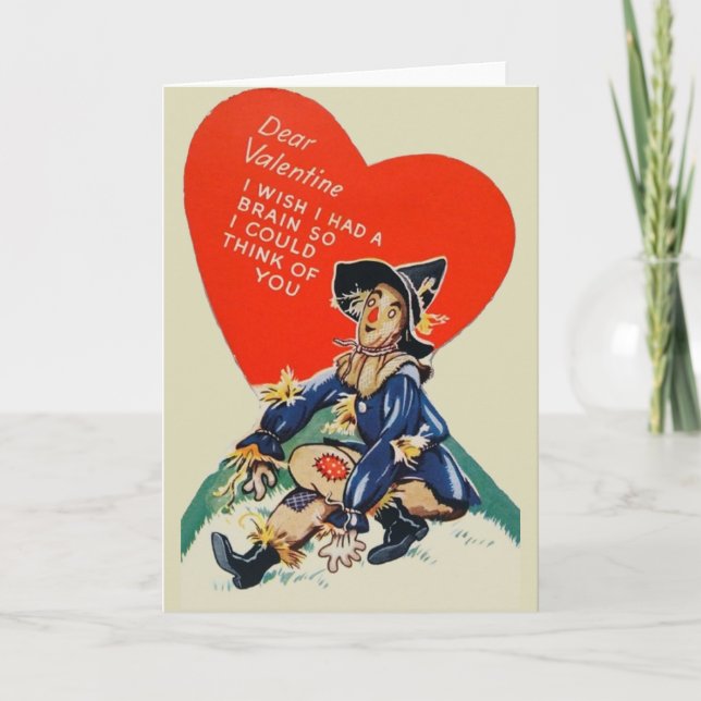 Vintage Scarecrow Valentine Greeting Card (Front)