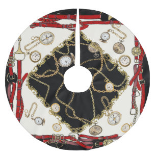 Vintage Scarf: Chain Clock Pattern Brushed Polyester Tree Skirt