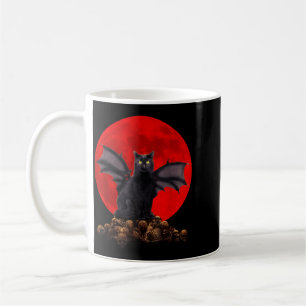 Vintage Scary Black Cat Halloween Costume And Coffee Mug