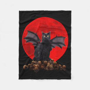 Vintage Scary Black Cat Halloween Costume And Fleece Blanket