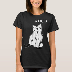 vintage Scary black cat with spooky costume ghost T-Shirt