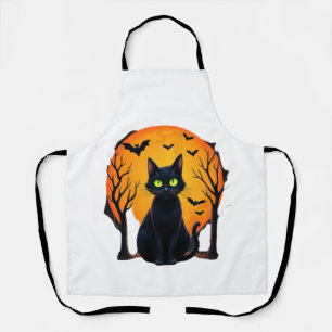Vintage Scary Christmas Cat Costume Retro Cat Moon Apron