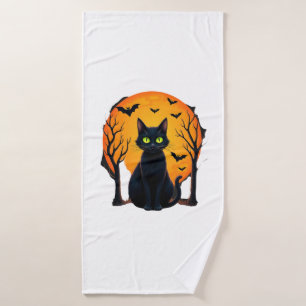 Vintage Scary Christmas Cat Costume Retro Cat Moon Bath Towel