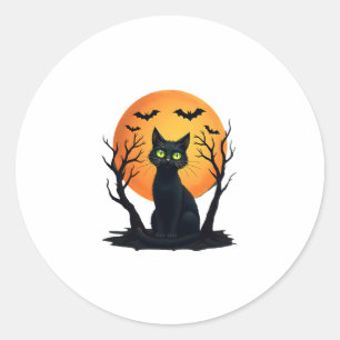 Vintage Scary Christmas Cat Costume Retro Cat Moon Classic Round Sticker