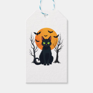 Vintage Scary Christmas Cat Costume Retro Cat Moon Gift Tags