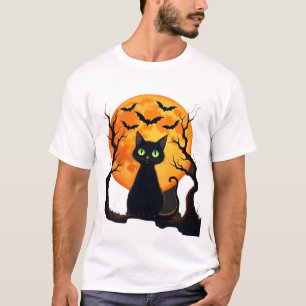 Vintage Scary Christmas Cat Costume Retro Cat Moon T-Shirt