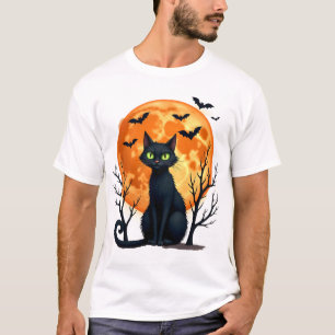Vintage Scary Christmas Cat Costume Retro Cat Moon T-Shirt