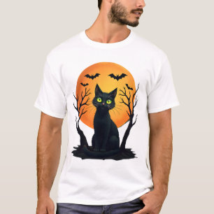 Vintage Scary Christmas Cat Costume Retro Cat Moon T-Shirt