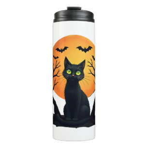 Vintage Scary Christmas Cat Costume Retro Cat Moon Thermal Tumbler