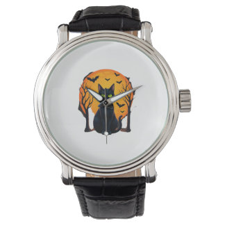 Vintage Scary Christmas Cat Costume Retro Cat Moon Watch