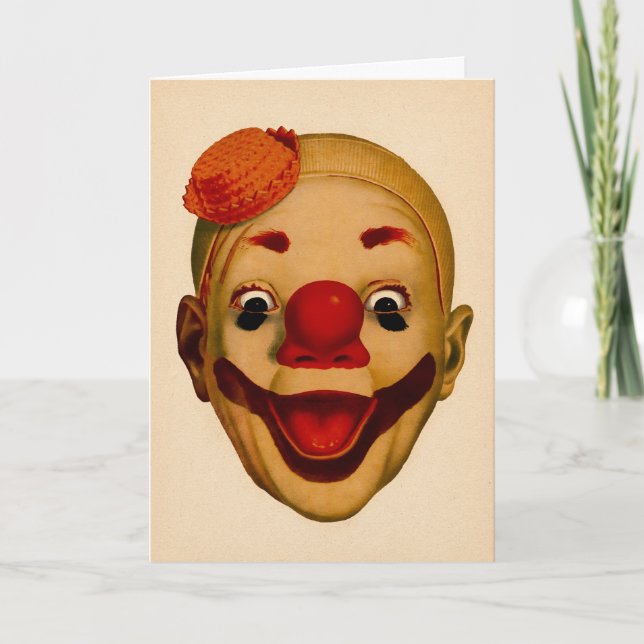 Vintage Scary Clown Birthday Card (Front)
