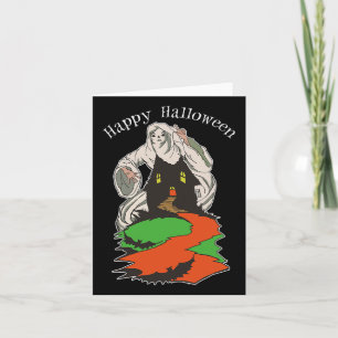 Vintage Scary Ghost Hovering Over A Spooky Haunted Card