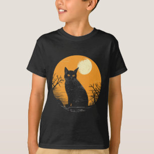 Vintage Scary Halloween Black Cat Costume Retro Mo T-Shirt