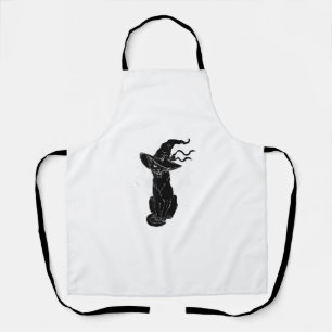Vintage Scary Halloween Black Cat Costume Witch Ha Apron