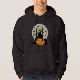 Vintage Scary Halloween Black Cat Costume Witch Ha Hoodie