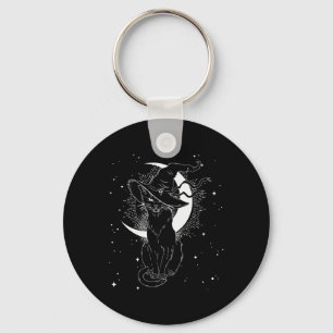 Vintage Scary Halloween Black Cat Costume Witch Ha Key Ring