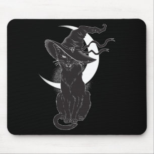 Vintage Scary Halloween Black Cat Costume Witch Ha Mouse Pad
